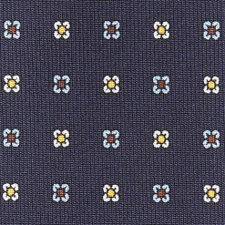 Dark Blue Sartorial Classic Silk Tie Small Flower Pattern