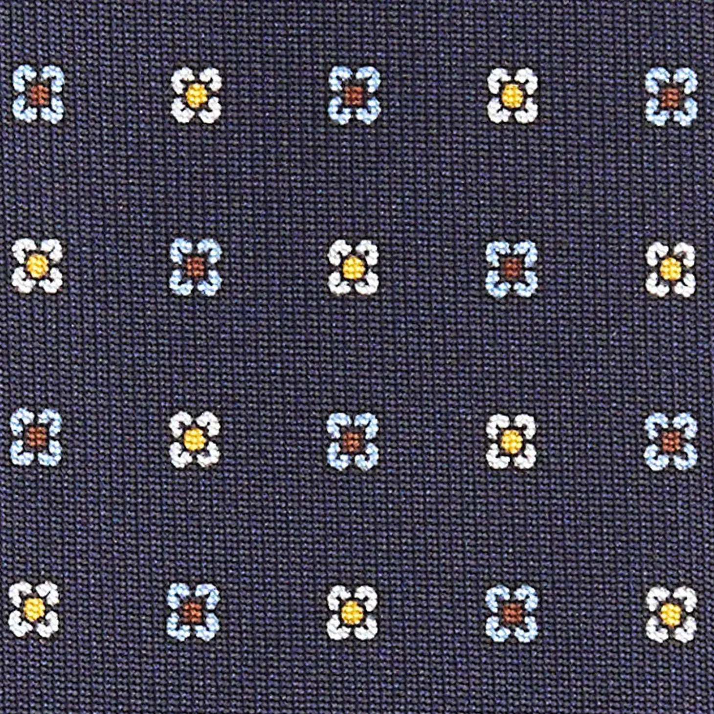 Dark Blue Sartorial Classic Silk Tie Small Flower Pattern
