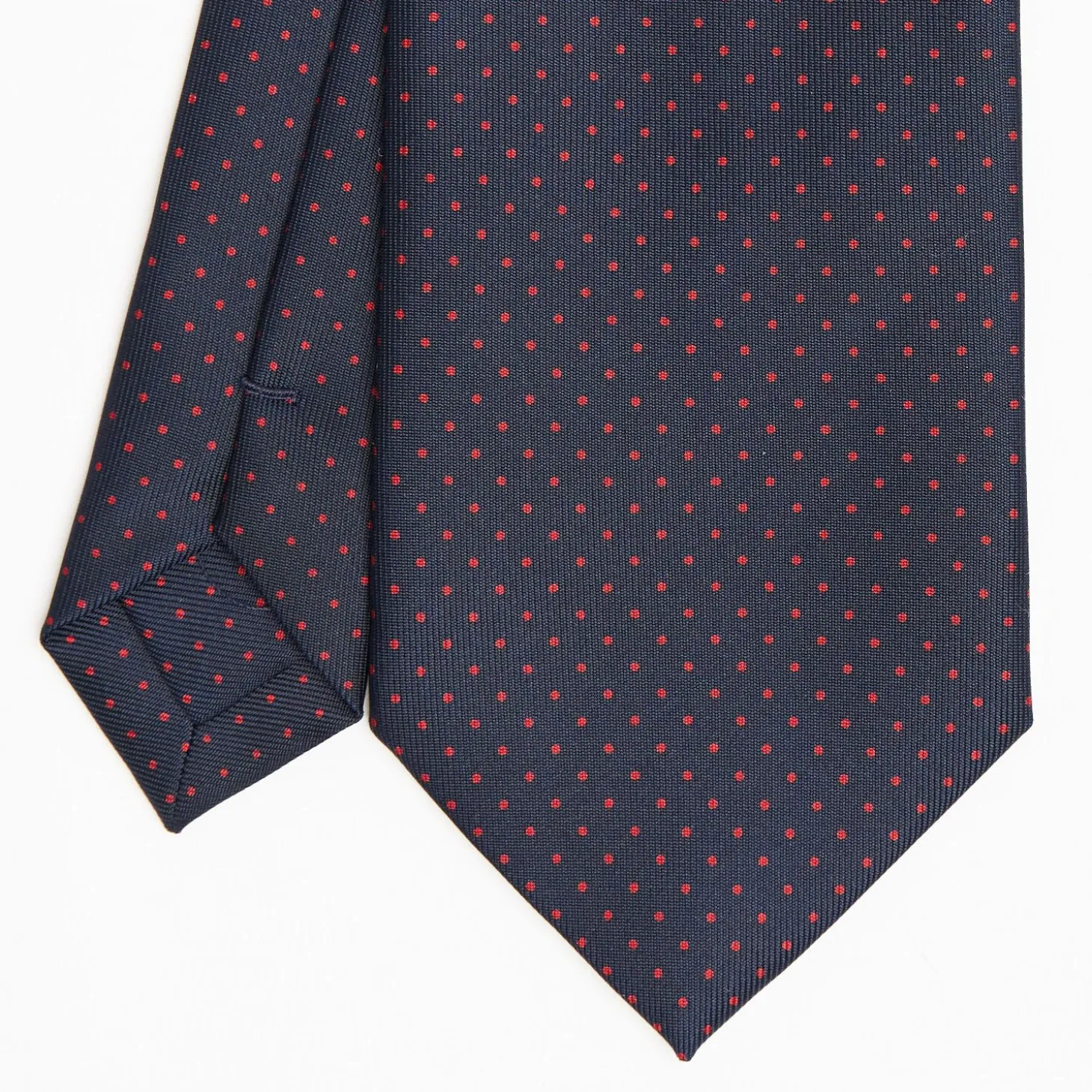 Dark Blue Sartorial Classic Silk Tie Polka Dot Pattern