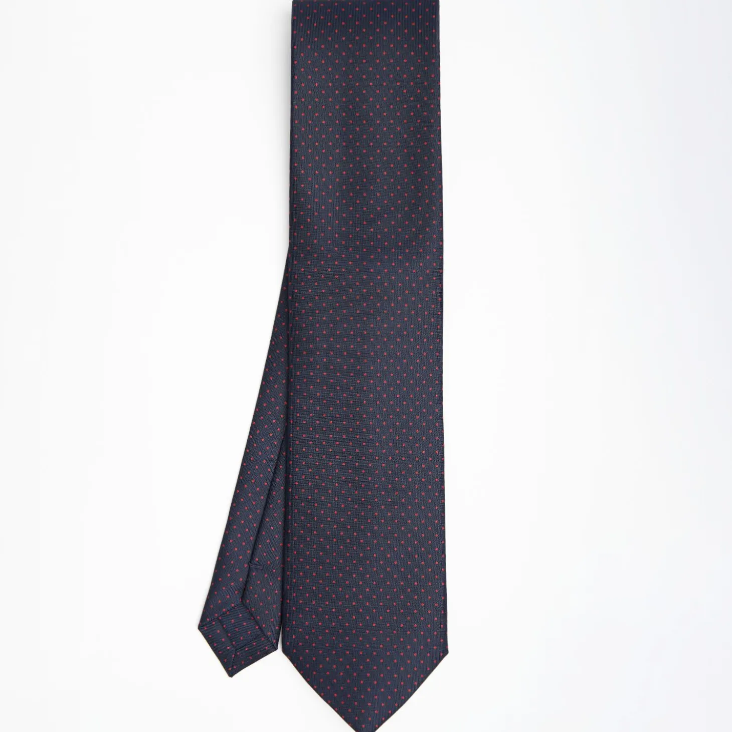 Dark Blue Sartorial Classic Silk Tie Polka Dot Pattern