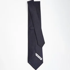 Dark Blue Sartorial Classic Silk Tie Polka Dot Pattern