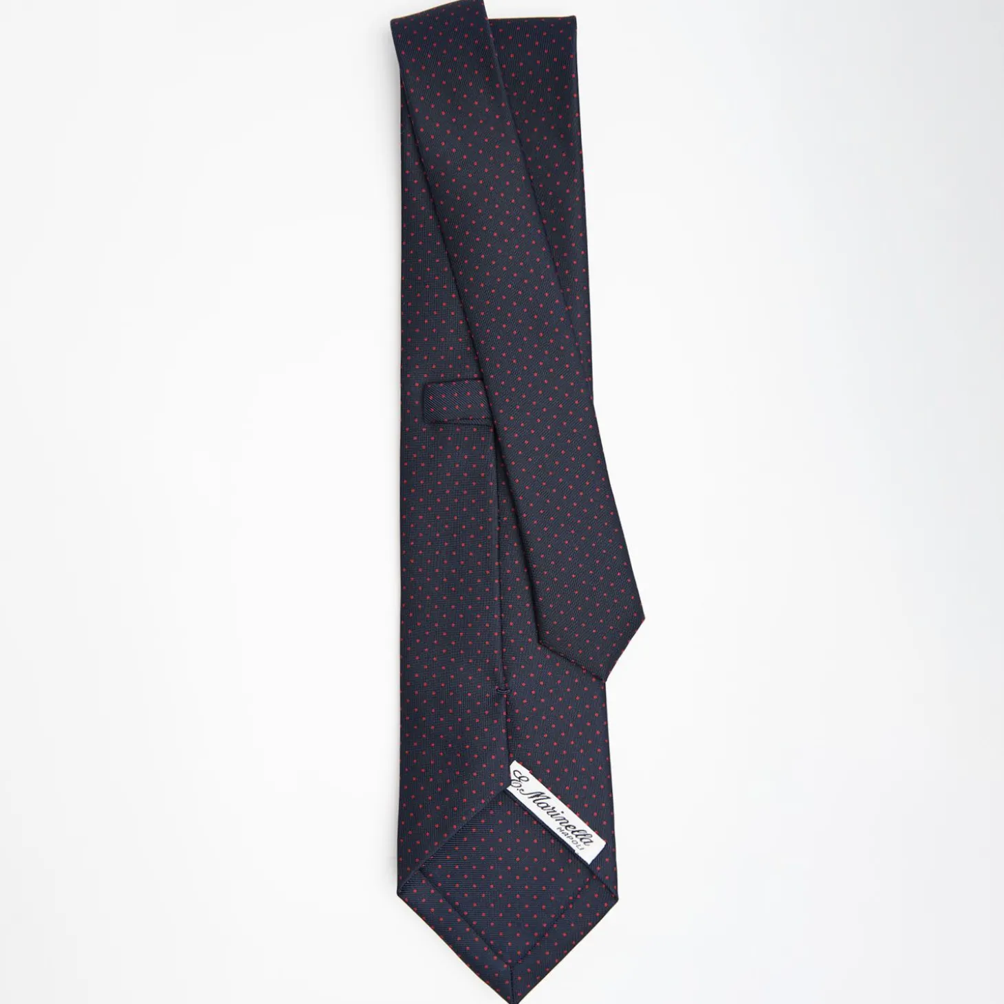 Dark Blue Sartorial Classic Silk Tie Polka Dot Pattern