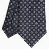 Dark Blue Sartorial Classic Silk Tie Large Flower Pattern