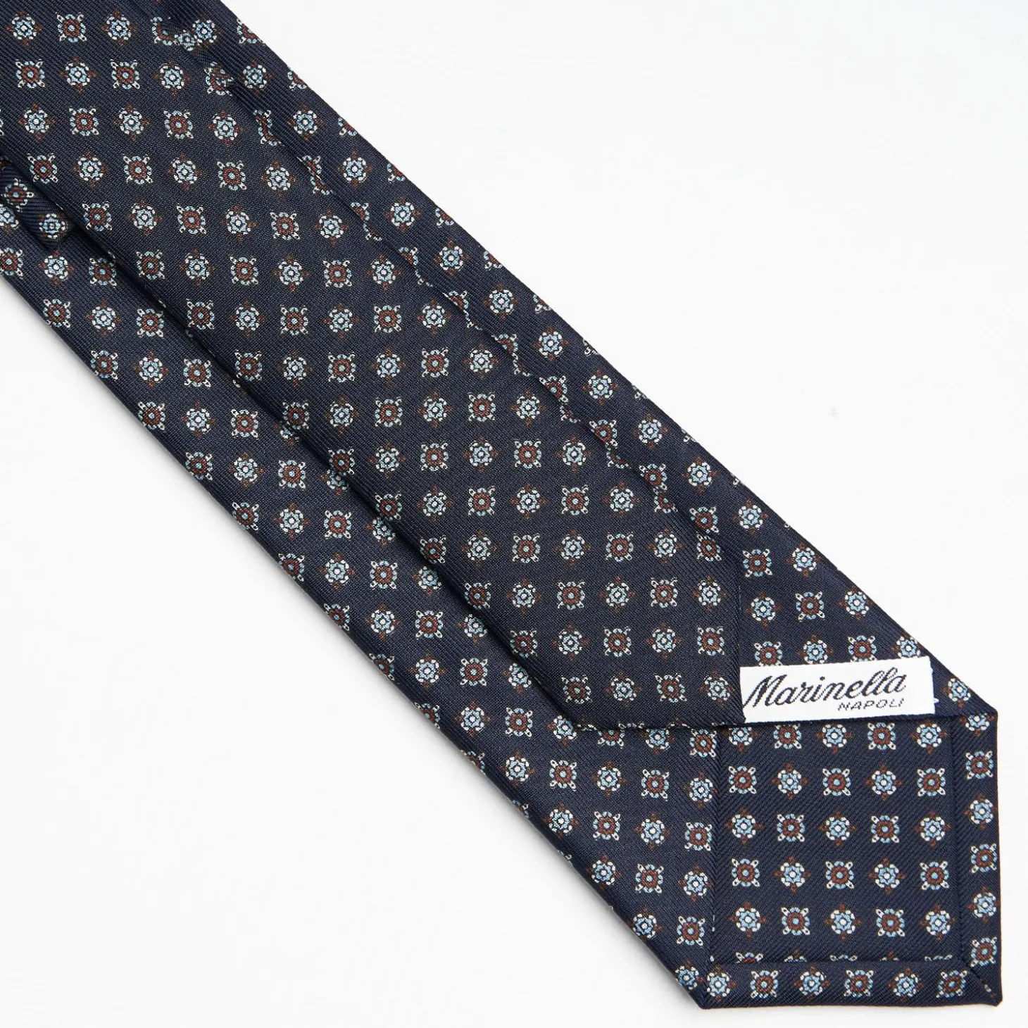 Dark Blue Sartorial Classic Silk Tie Large Flower Pattern