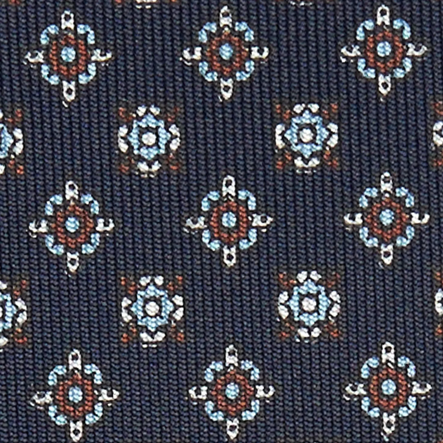 Dark Blue Sartorial Classic Silk Tie Large Flower Pattern