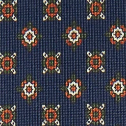 Dark Blue Sartorial Classic Silk Tie Large Flower Pattern