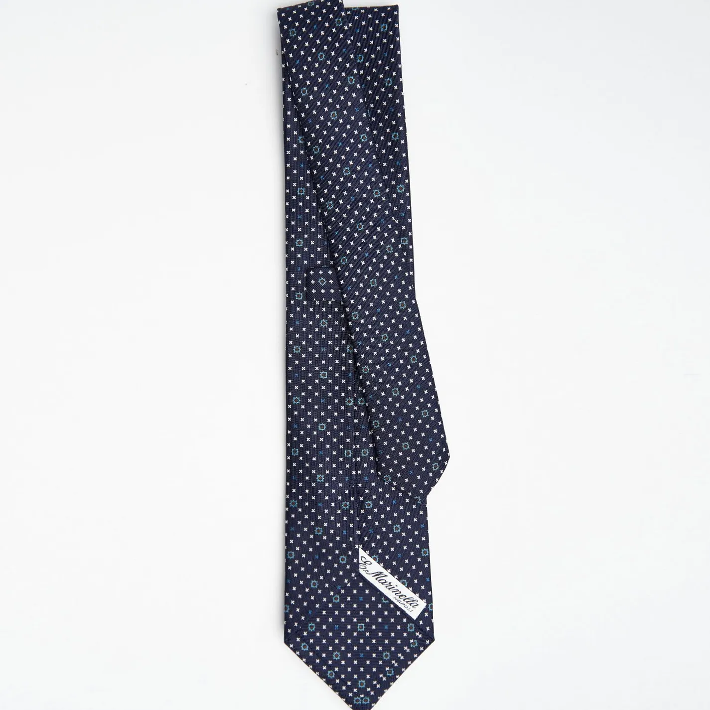 Dark Blue Sartorial Classic Silk Tie Small Flower Pattern