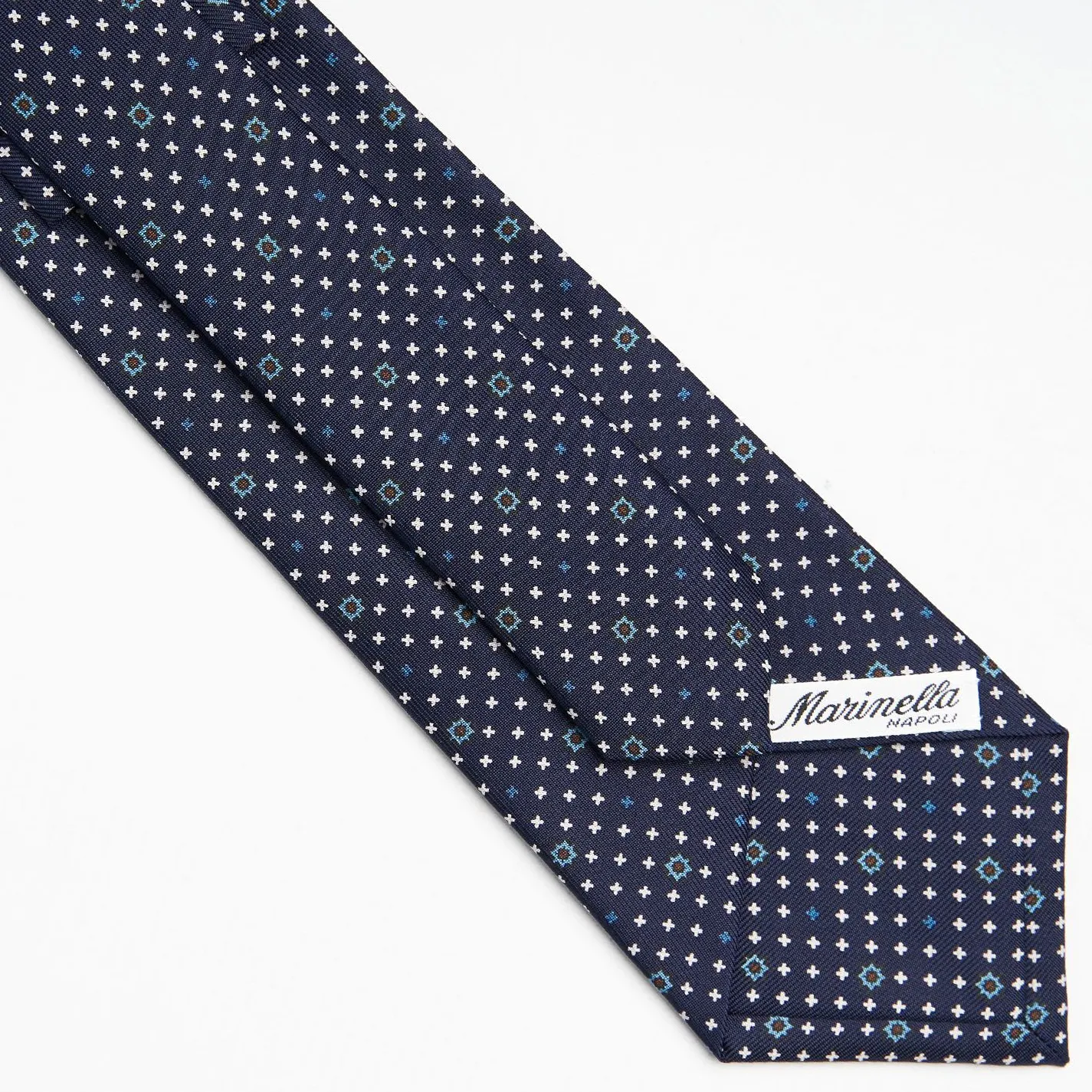 Dark Blue Sartorial Classic Silk Tie Small Flower Pattern