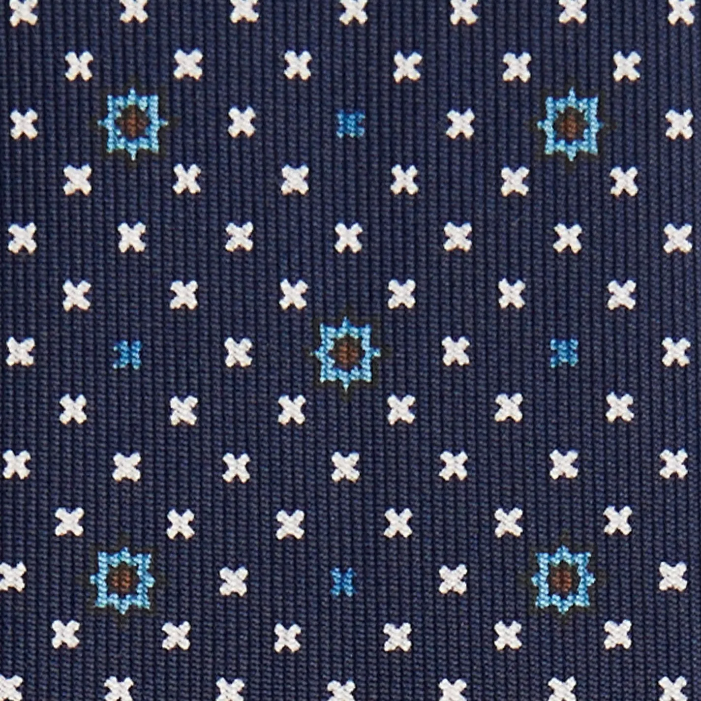 Dark Blue Sartorial Classic Silk Tie Small Flower Pattern