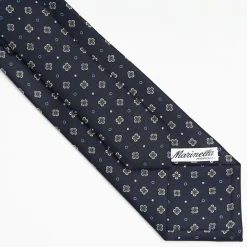 Dark Blue Sartorial Classic Silk Tie Large Flower Pattern