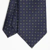 Dark Blue Sartorial Classic Silk Tie Small Flower Pattern
