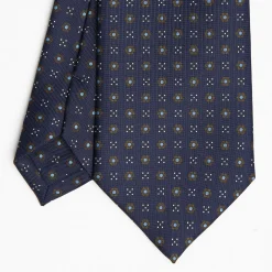 Dark Blue Sartorial Classic Silk Tie Small Flower Pattern