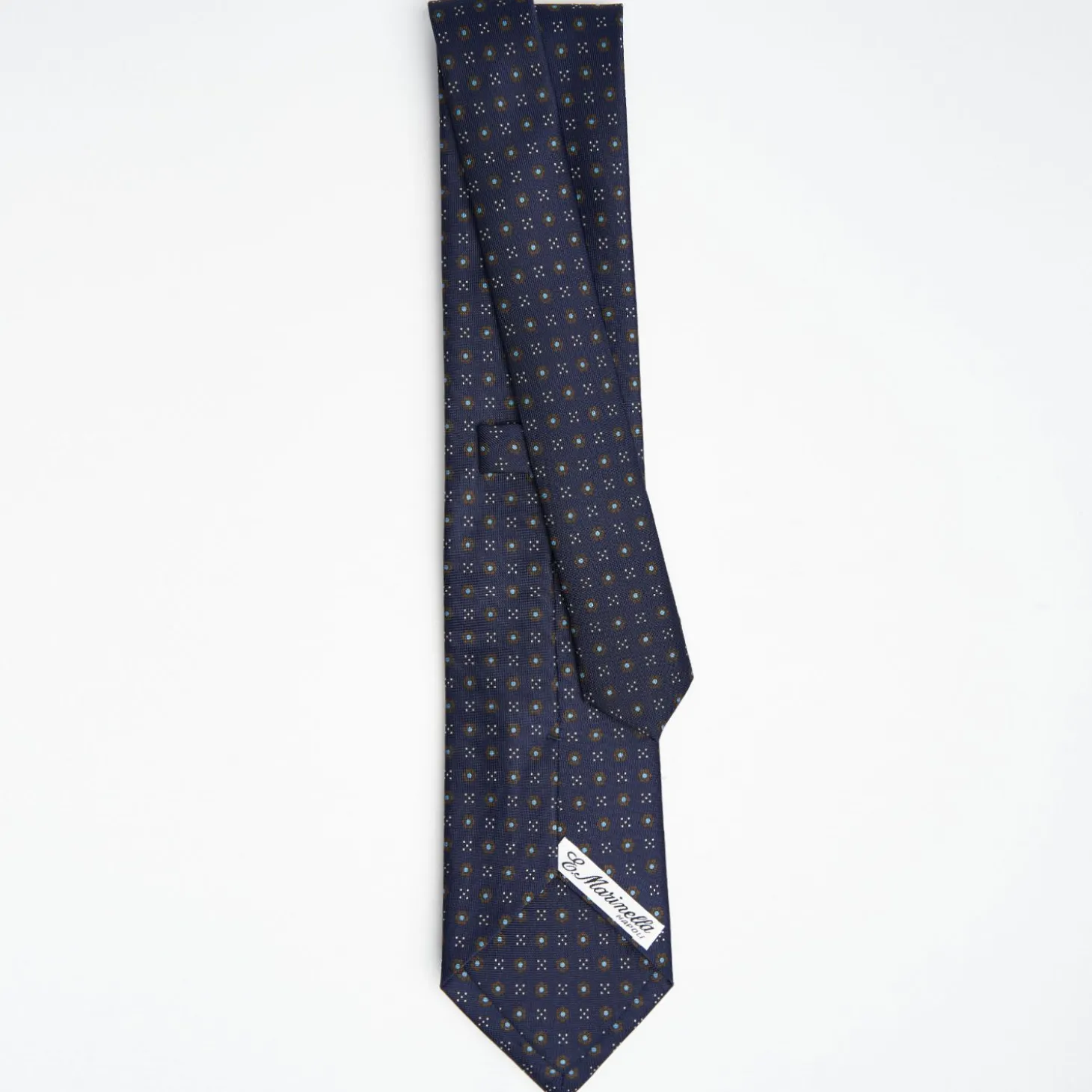 Dark Blue Sartorial Classic Silk Tie Small Flower Pattern