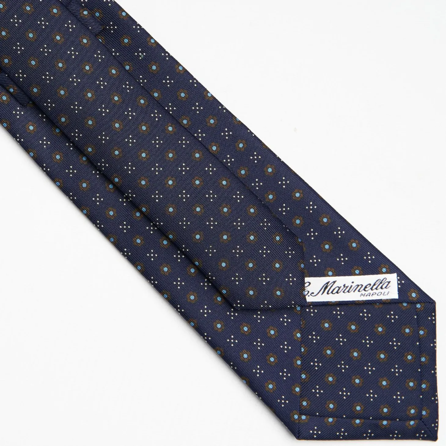 Dark Blue Sartorial Classic Silk Tie Small Flower Pattern
