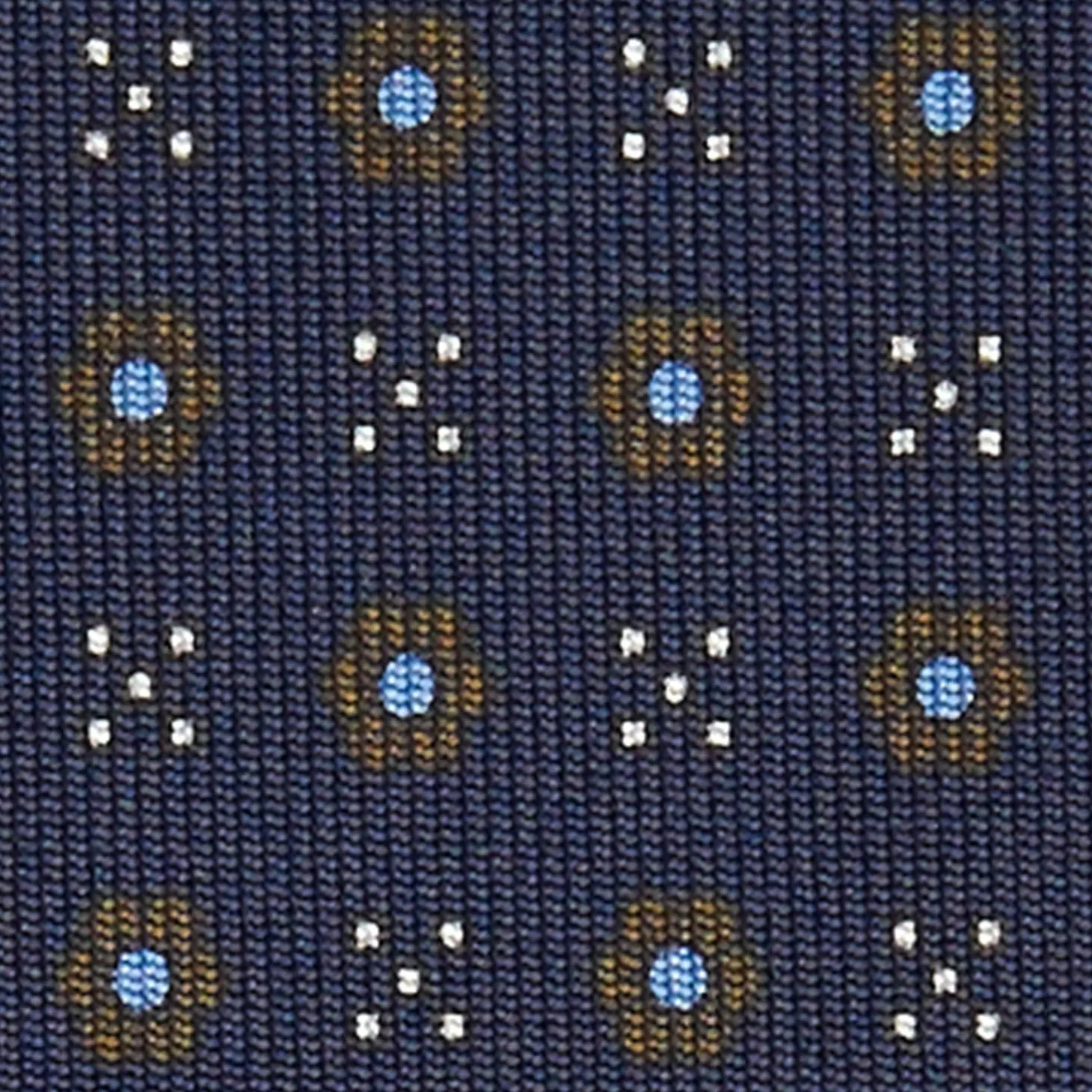 Dark Blue Sartorial Classic Silk Tie Small Flower Pattern