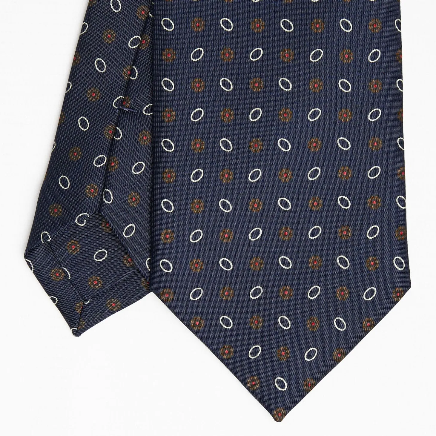 Dark Blue Sartorial Classic Silk Tie Small Flower Pattern