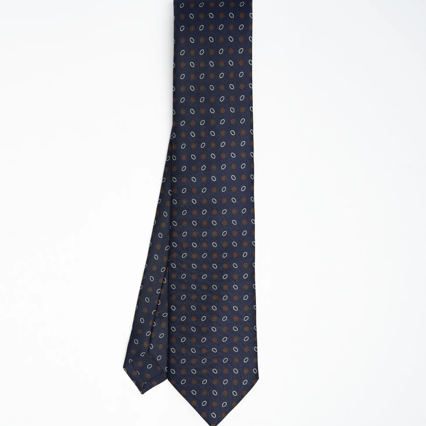 Dark Blue Sartorial Classic Silk Tie Small Flower Pattern