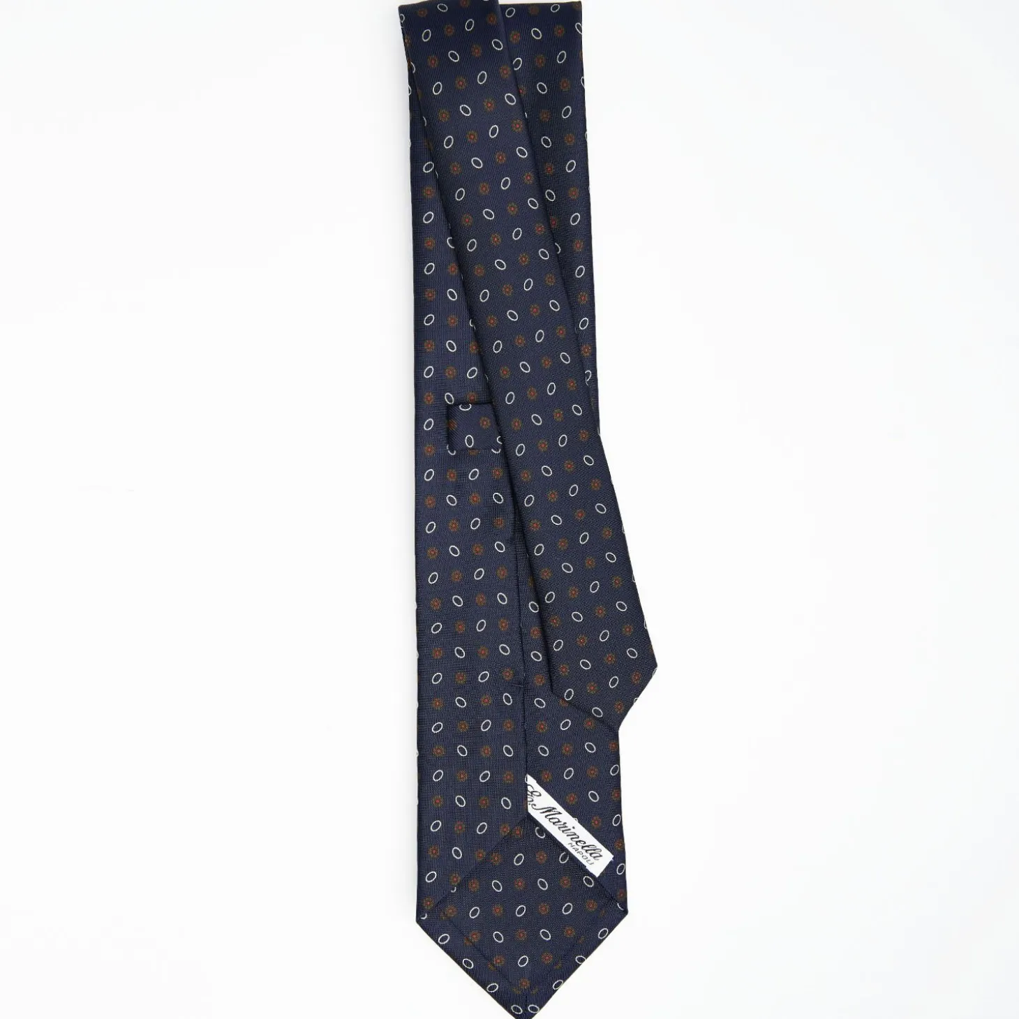 Dark Blue Sartorial Classic Silk Tie Small Flower Pattern