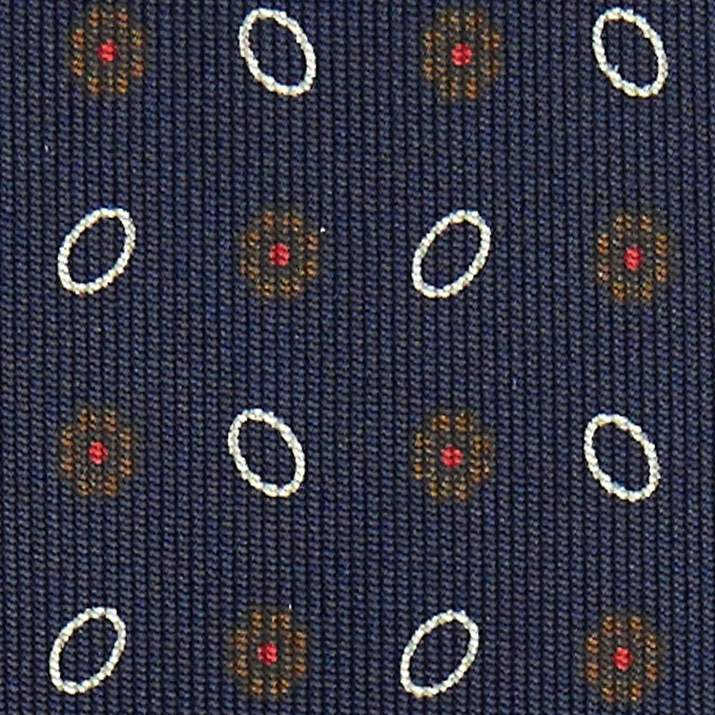 Dark Blue Sartorial Classic Silk Tie Small Flower Pattern