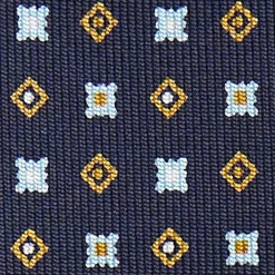 Dark Blue Sartorial Classic Silk Tie - Small Flower Pattern
