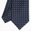 Dark Blue Sartorial Classic Silk Tie Small Flower Pattern