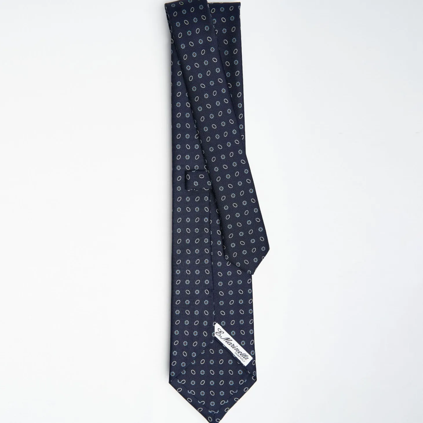 Dark Blue Sartorial Classic Silk Tie Small Flower Pattern