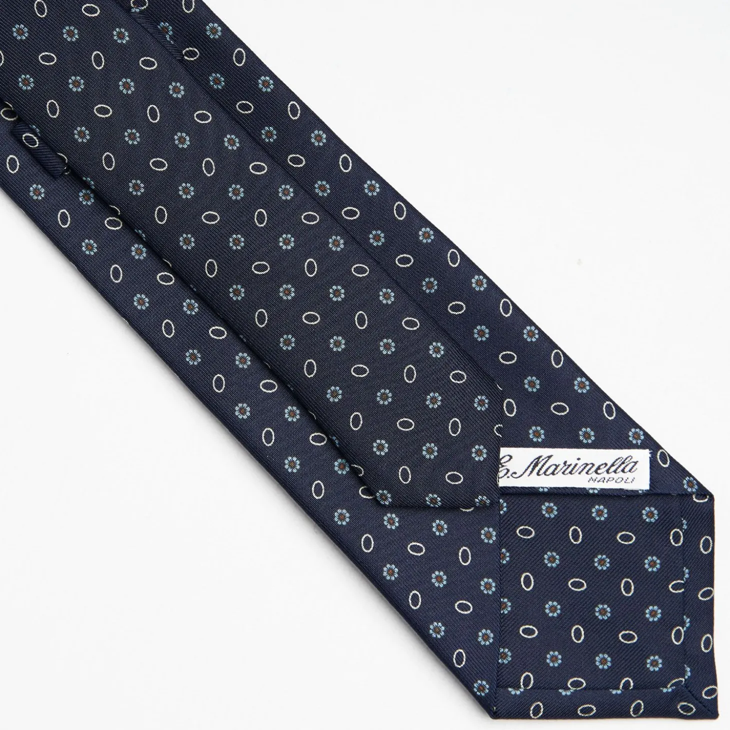 Dark Blue Sartorial Classic Silk Tie Small Flower Pattern