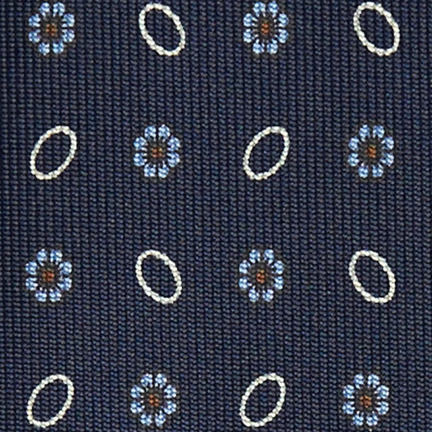 Dark Blue Sartorial Classic Silk Tie Small Flower Pattern
