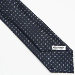 Dark Blue Sartorial Classic Silk Tie Small Geometric Pattern