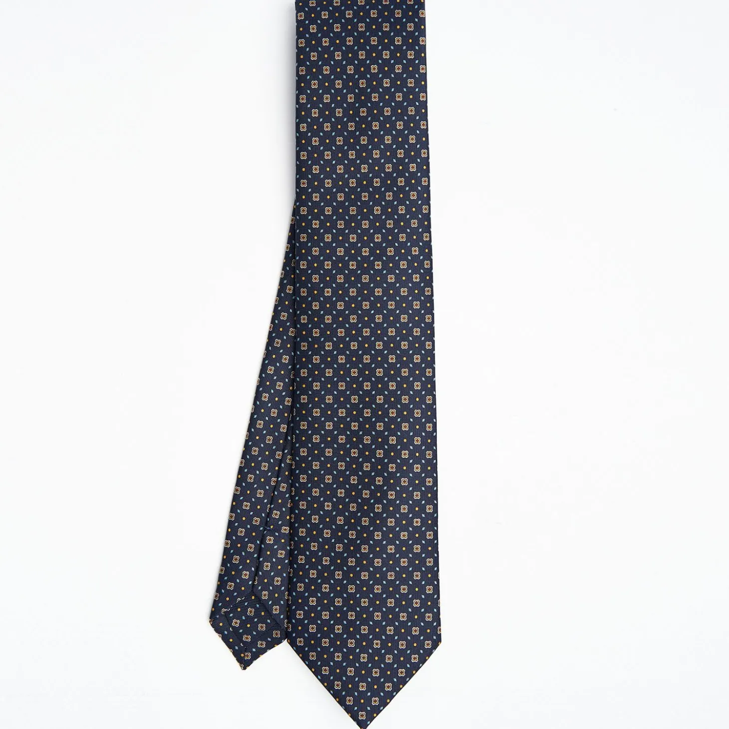 Dark Blue Sartorial Classic Silk Tie Small Flower Pattern