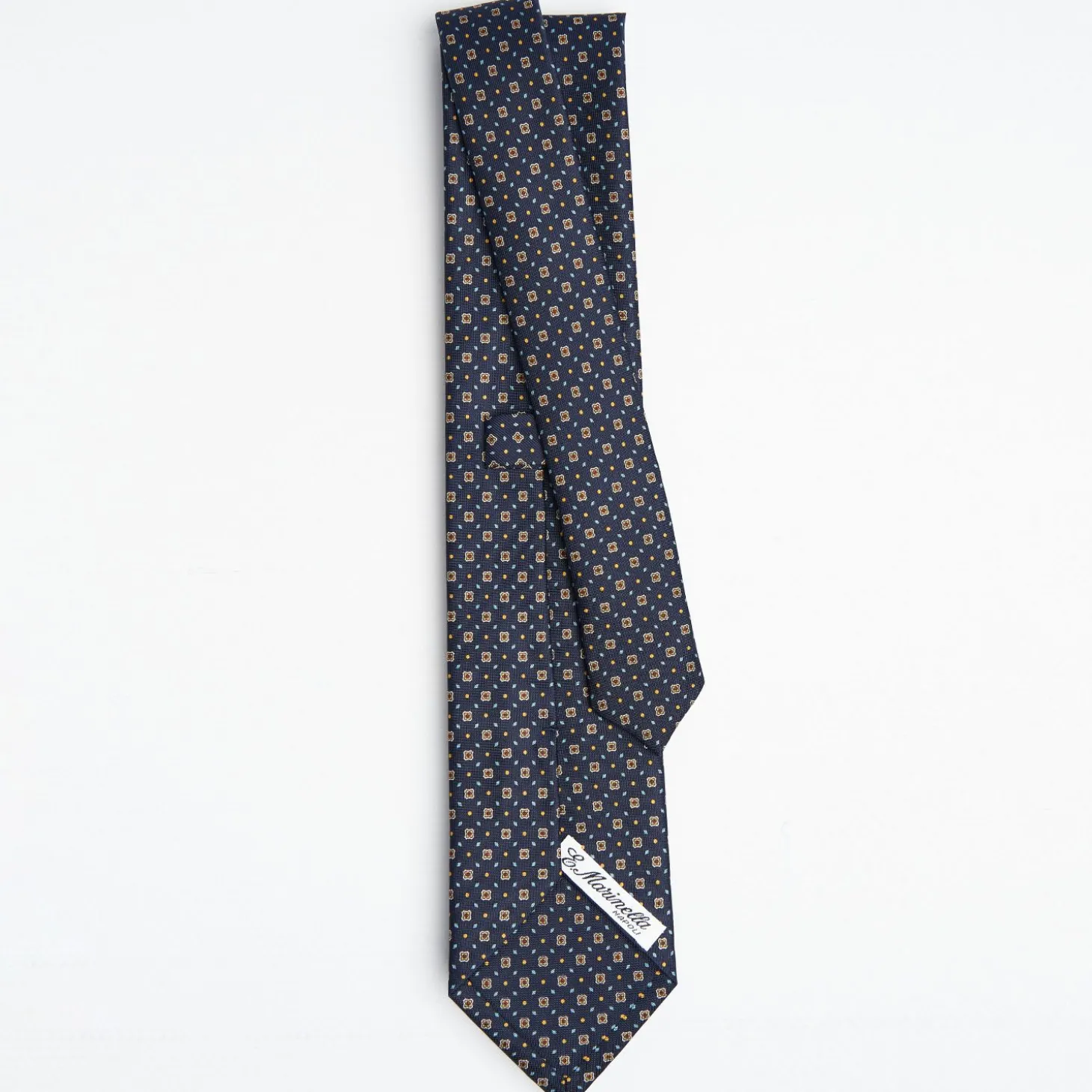 Dark Blue Sartorial Classic Silk Tie Small Flower Pattern