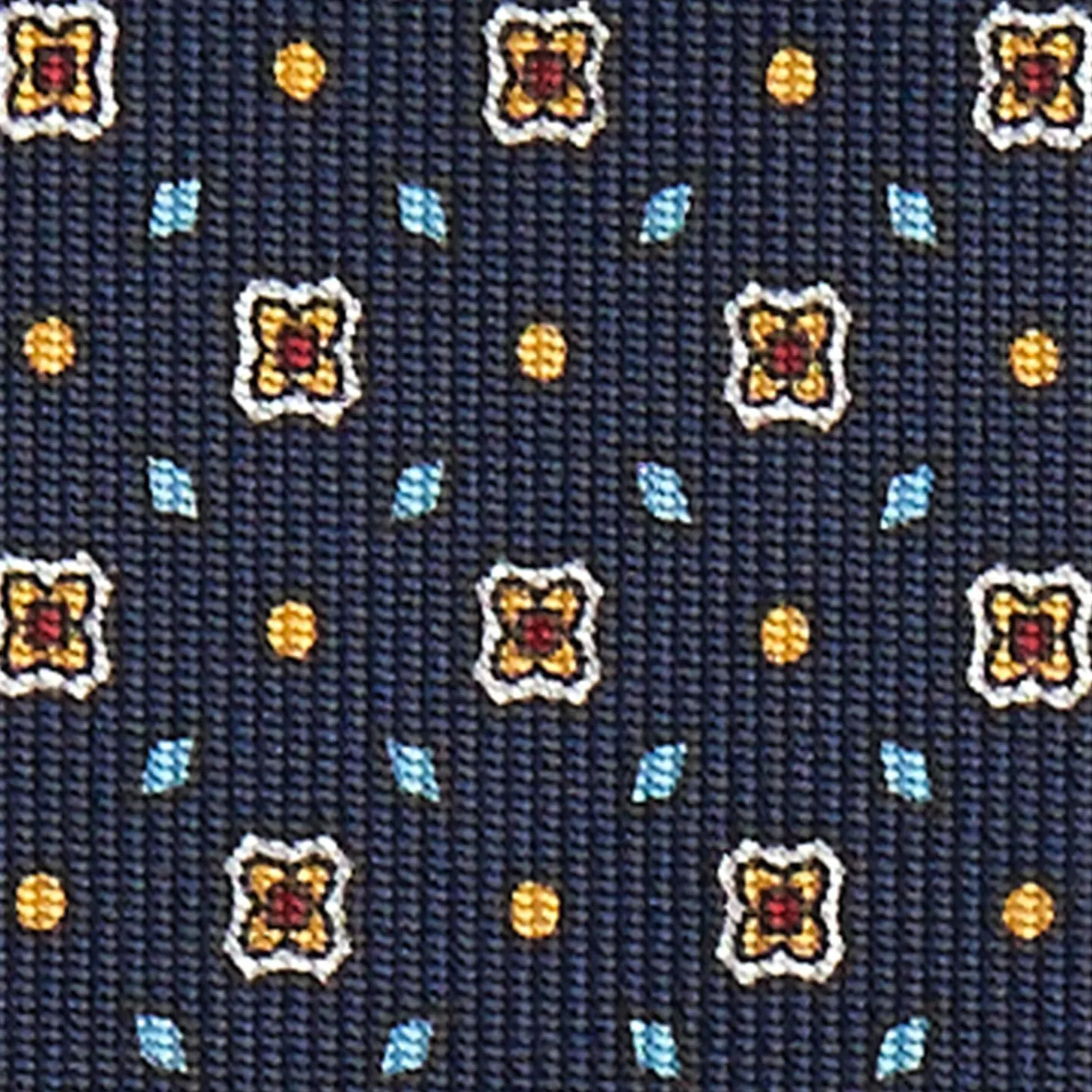 Dark Blue Sartorial Classic Silk Tie Small Flower Pattern