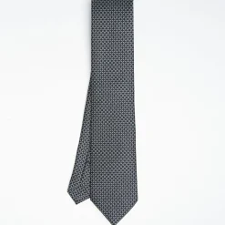 Dark Blue Sartorial Classic Silk Tie Small Geometric Pattern
