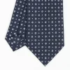 Dark Blue Sartorial Classic Silk Tie - Small Flower Pattern