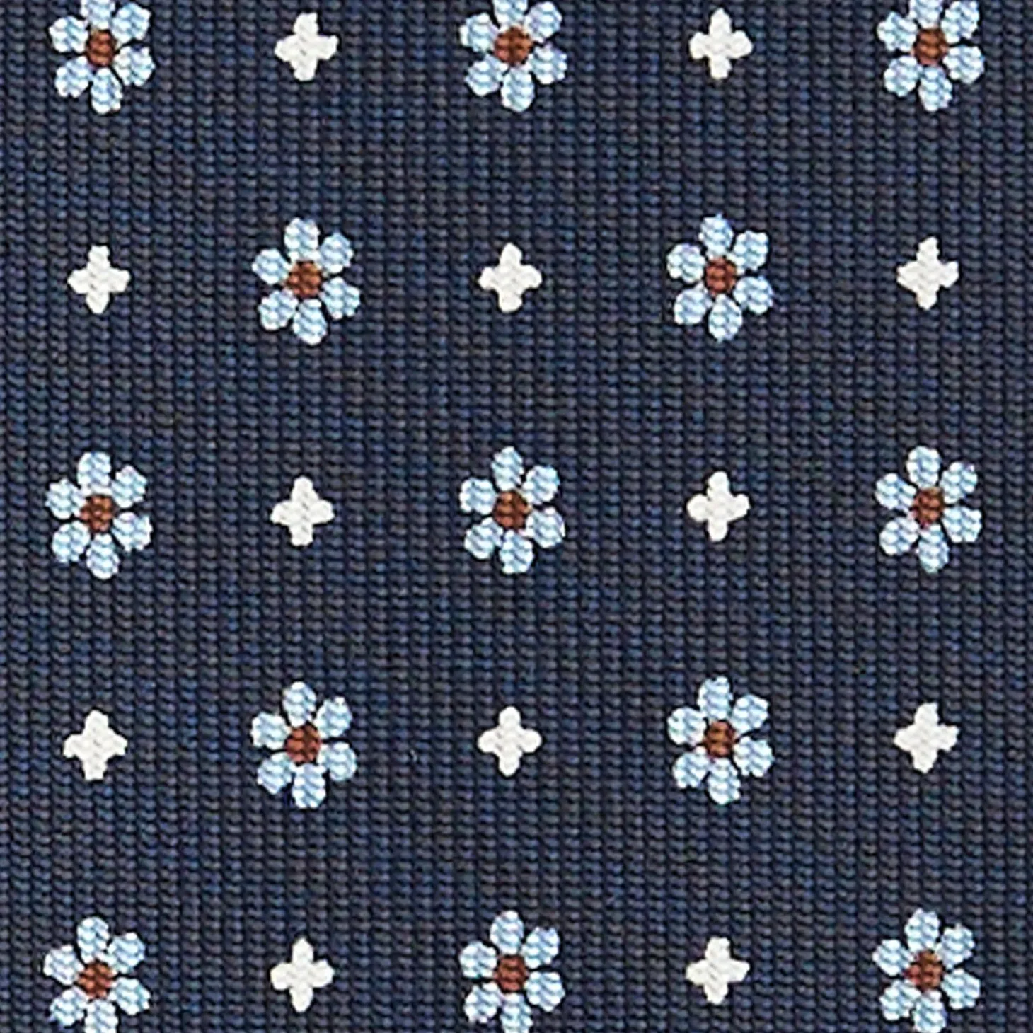 Dark Blue Sartorial Classic Silk Tie - Small Flower Pattern