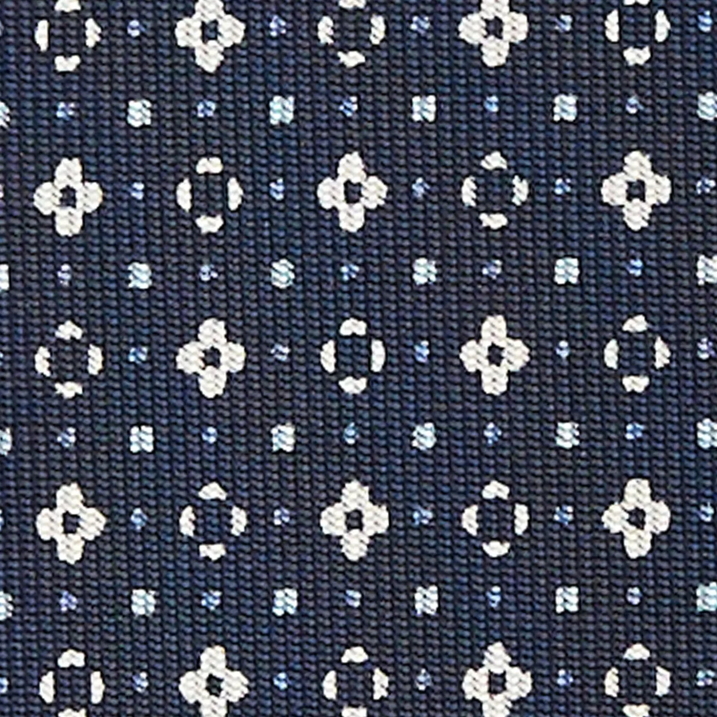 Dark Blue Sartorial Classic Silk Tie - Small Flower Pattern