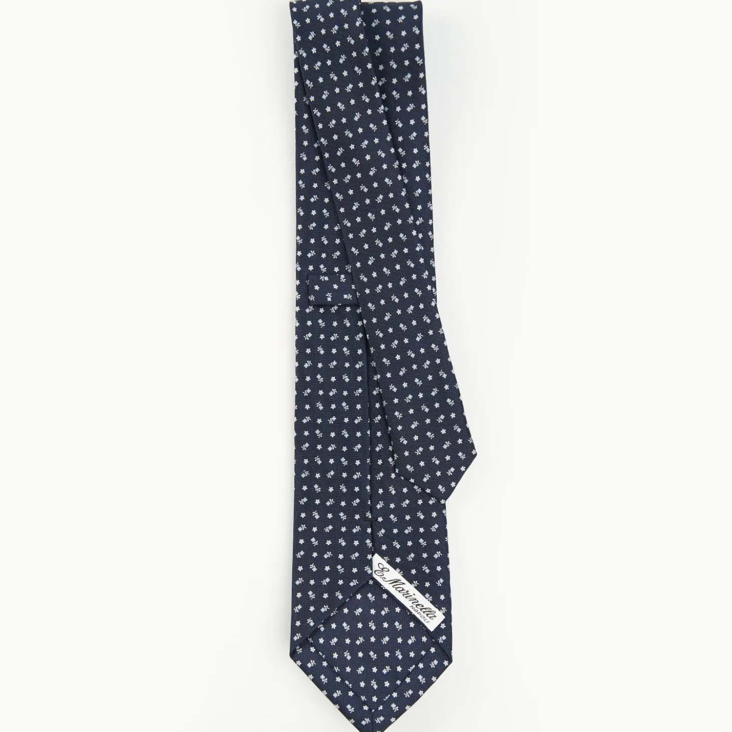 Dark Blue Sartorial Classic Silk Tie - Small Flower Pattern