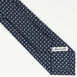 Dark Blue Sartorial Classic Silk Tie - Small Flower Pattern