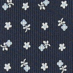 Dark Blue Sartorial Classic Silk Tie - Small Flower Pattern