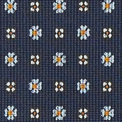 Dark Blue Sartorial Classic Silk Tie - Small Flower Pattern