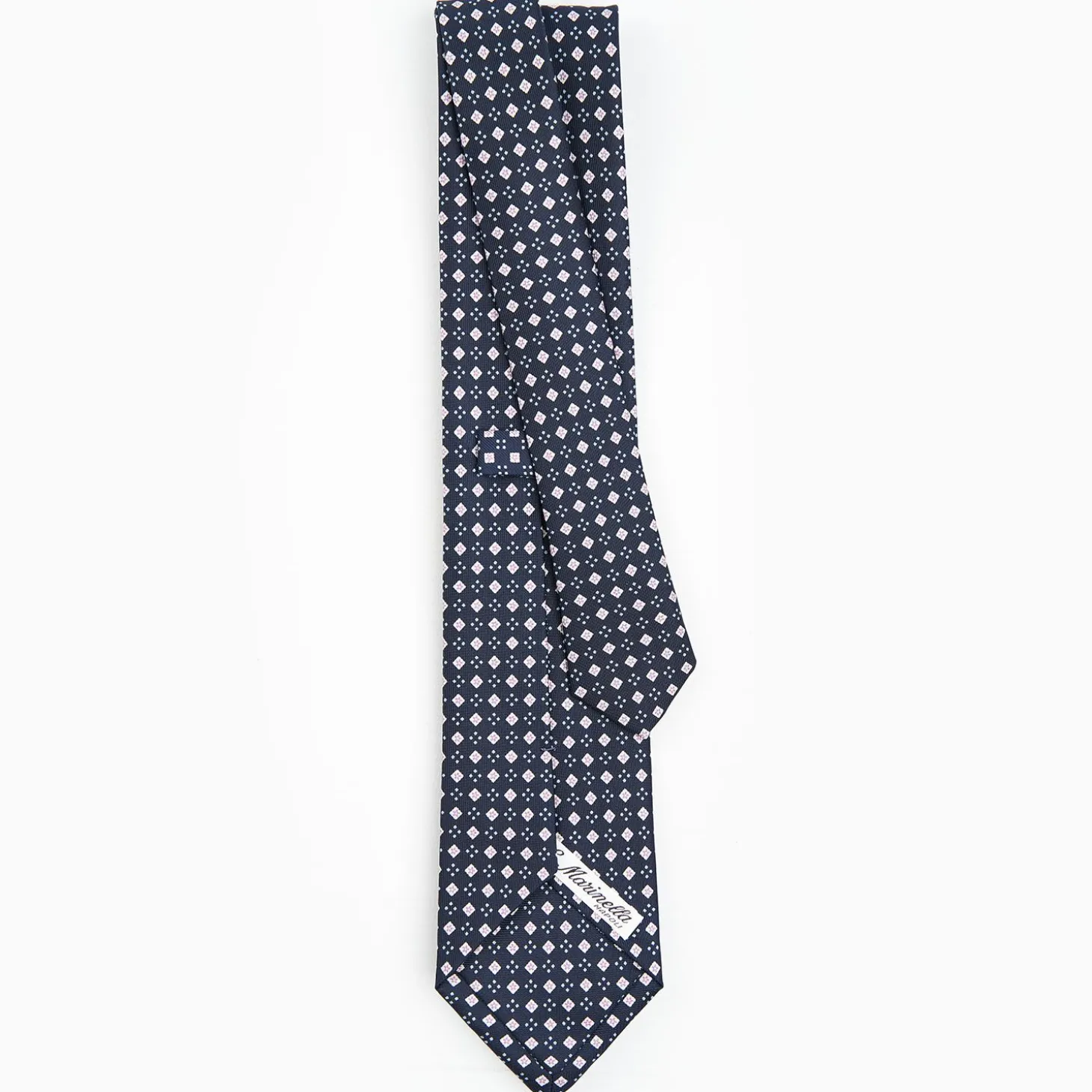 Dark Blue Sartorial Classic Silk Tie - Small Flower Pattern