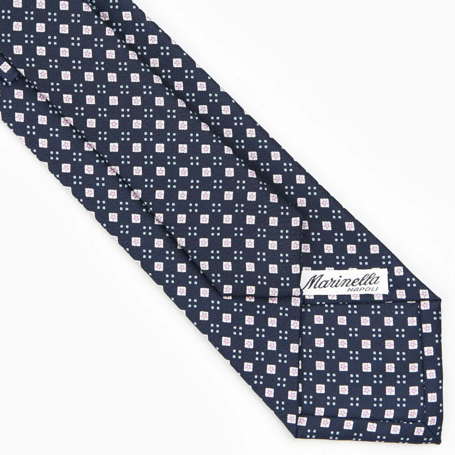 Dark Blue Sartorial Classic Silk Tie - Small Flower Pattern