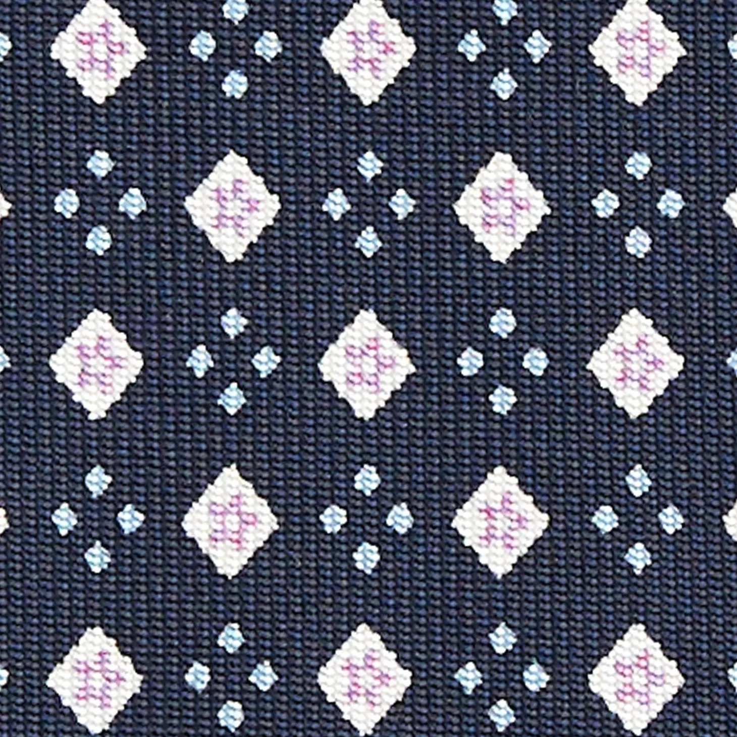Dark Blue Sartorial Classic Silk Tie - Small Flower Pattern