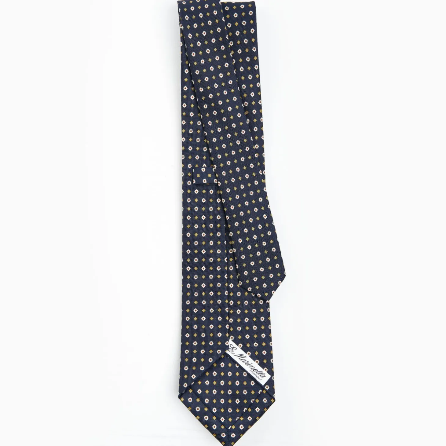 Dark Blue Sartorial Classic Silk Tie - Small Flower Pattern