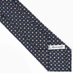 Dark Blue Sartorial Classic Silk Tie - Small Flower Pattern