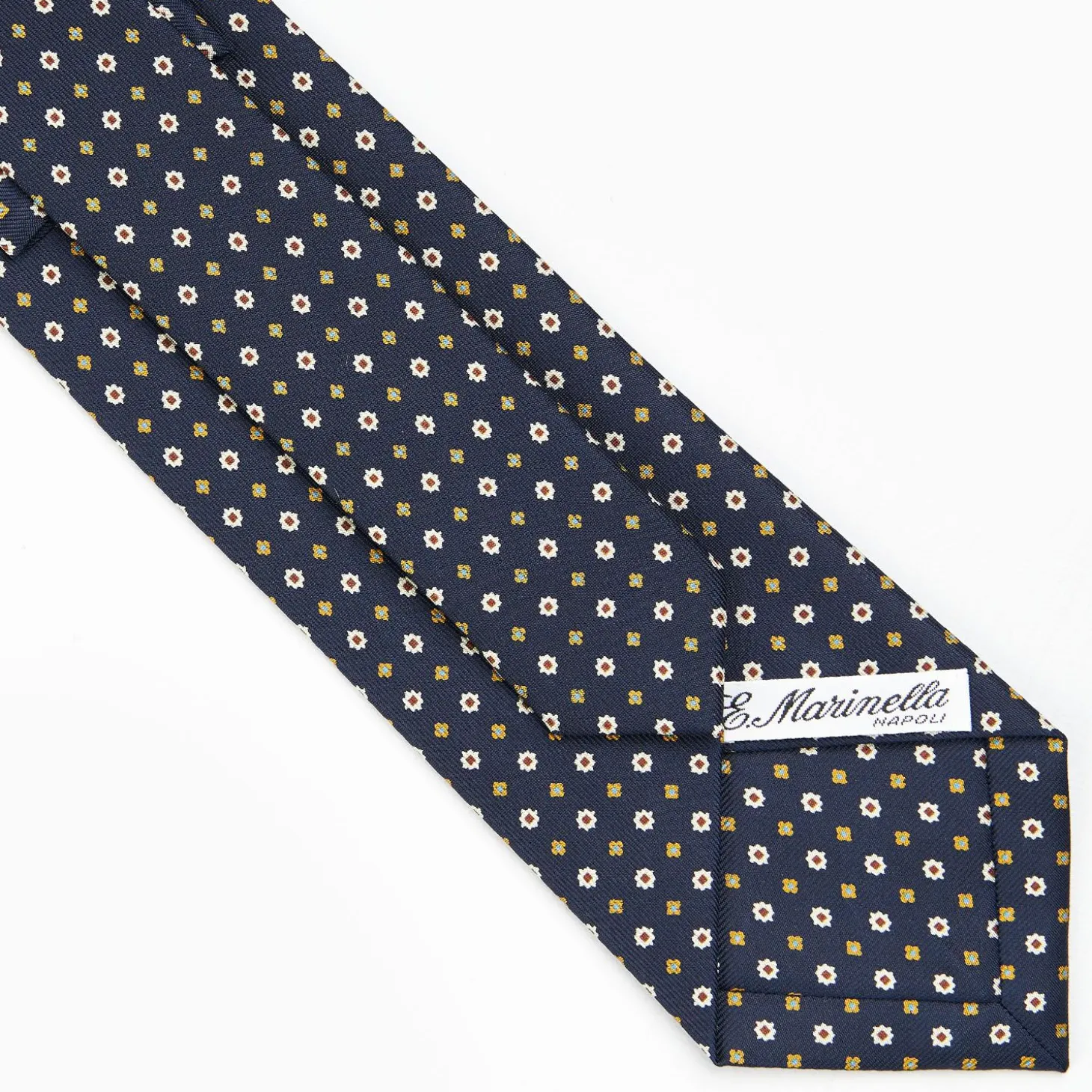 Dark Blue Sartorial Classic Silk Tie - Small Flower Pattern