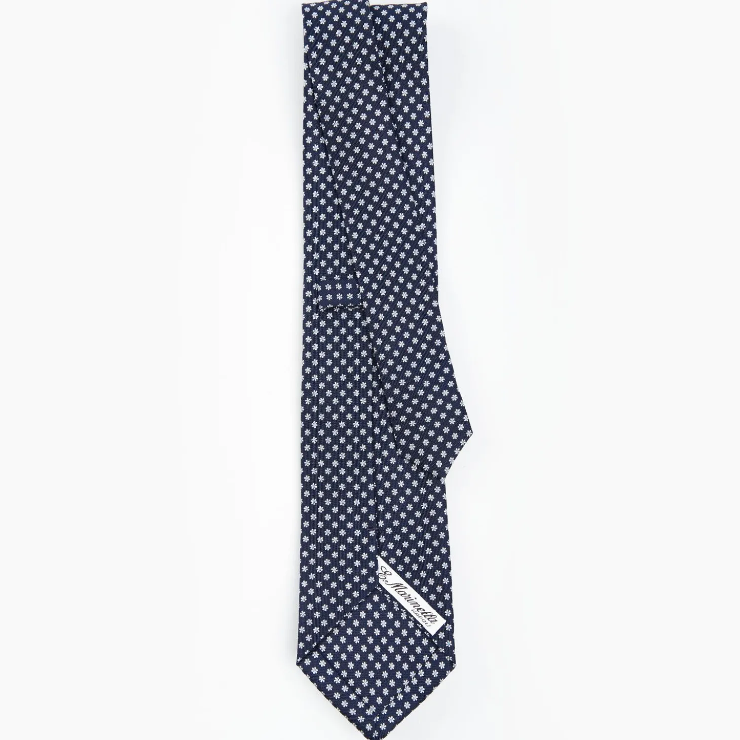 Dark Blue Sartorial Classic Silk Tie - Small Flower Pattern