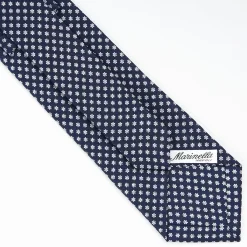 Dark Blue Sartorial Classic Silk Tie - Small Flower Pattern