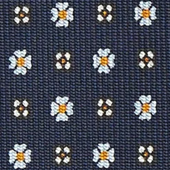 Dark Blue Sartorial Classic Silk Tie - Small Flower Pattern