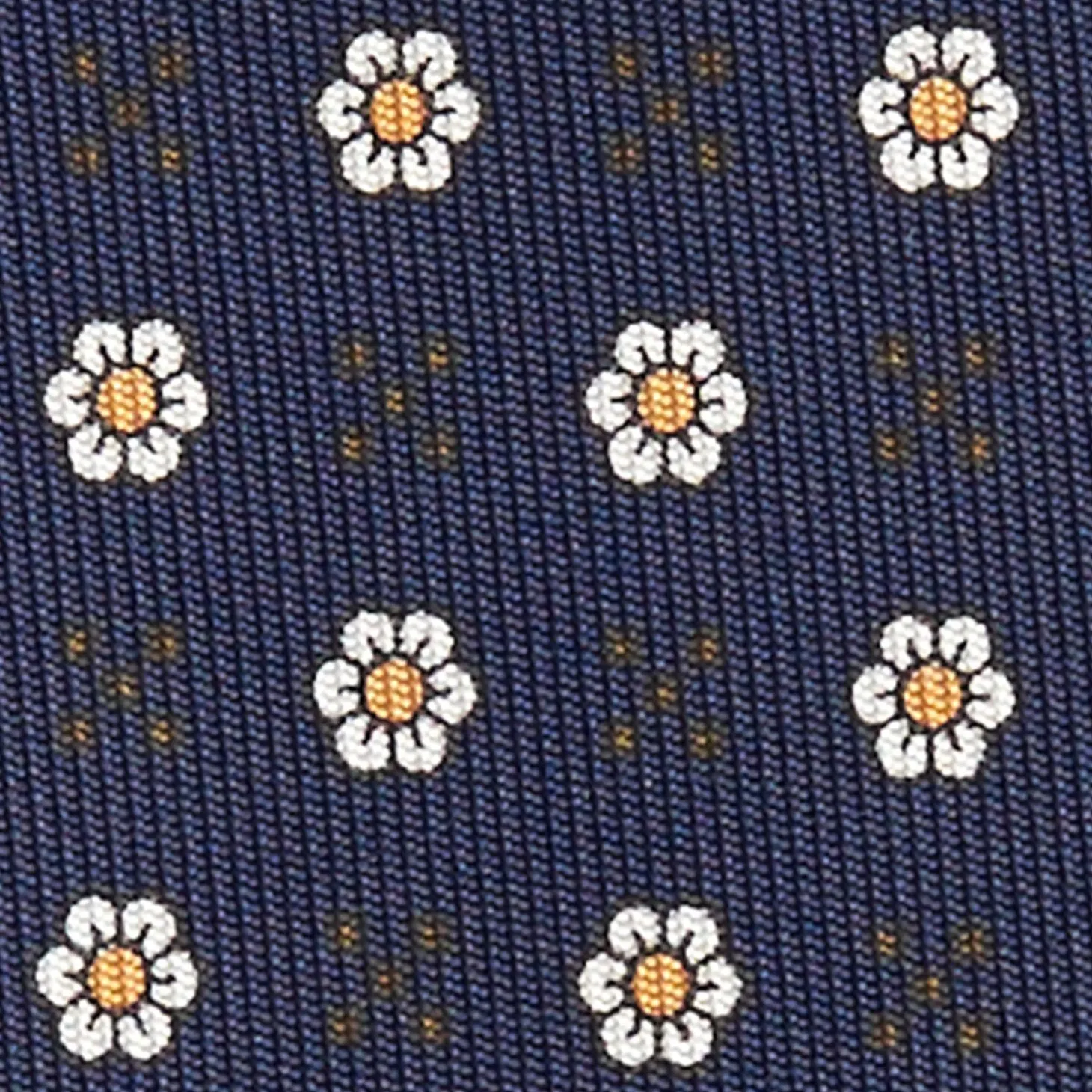 Dark Blue Sartorial Classic Silk Tie - Small Flower Pattern